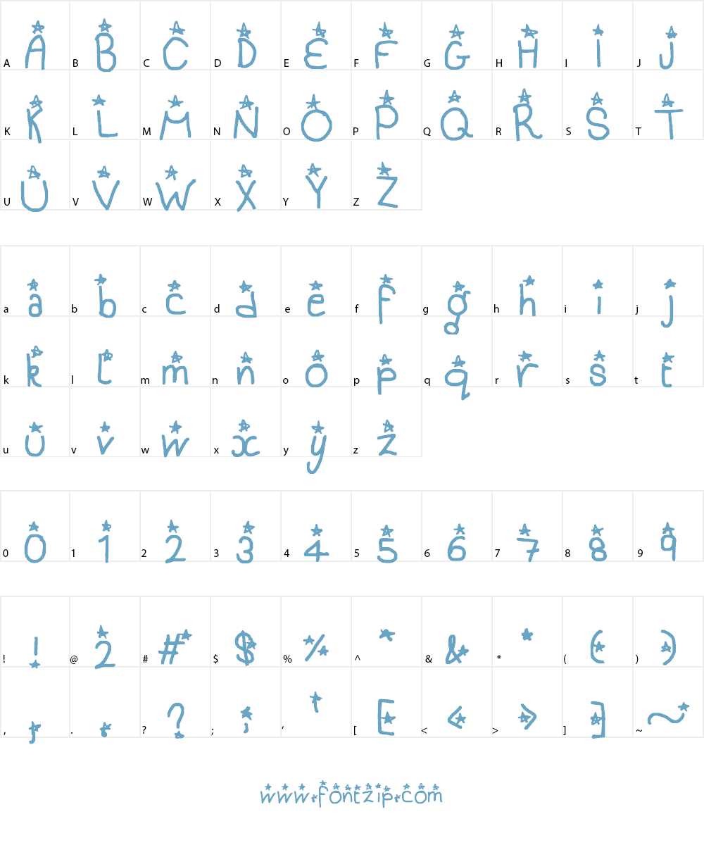 In The Stars Font Character